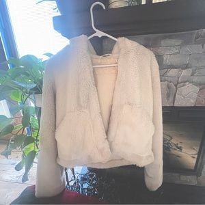 White fluffy jacket!